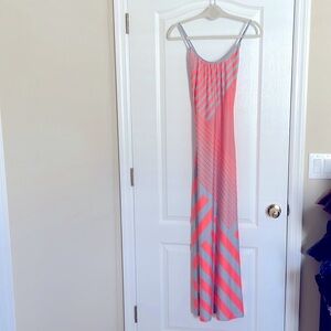 Bailey blue Coral and Gray Geometric Maxi Dress